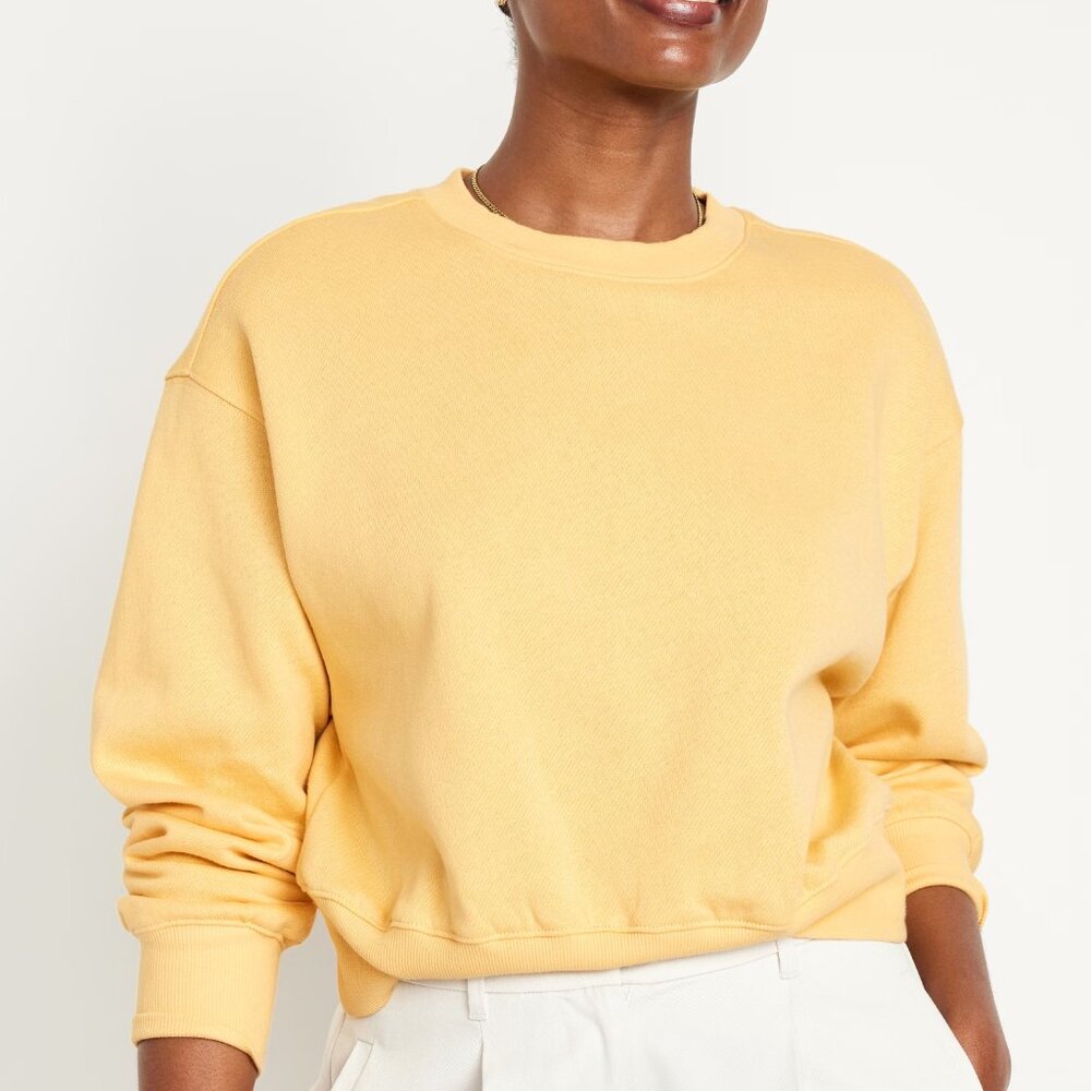 Old Navy Yellow Cropped Crewneck